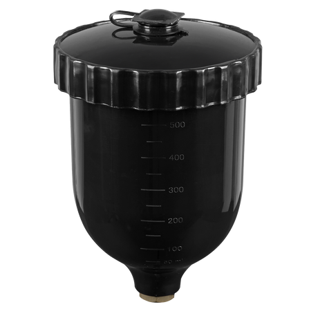 Sealey PC02 UV Paint Spray Gun Pot with Brass Fitting 600ml - Black