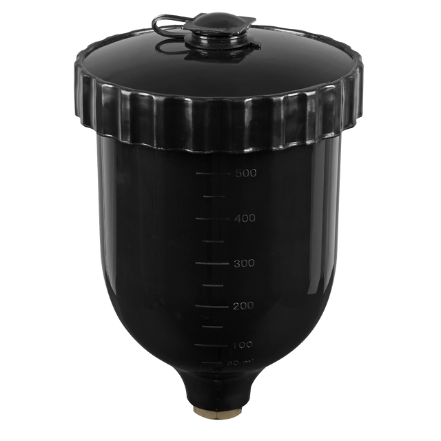 Sealey PC02 UV Paint Spray Gun Pot with Brass Fitting 600ml - Black