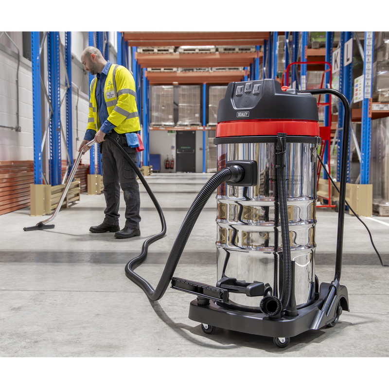 Sealey PC4100 100L Vacuum Cleaner Wet & Dry with Stainless Steel Drum 3000W/230V - additional view 8