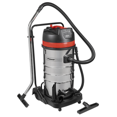 Sealey PC4100 100L Vacuum Cleaner Wet & Dry with Stainless Steel Drum 3000W/230V