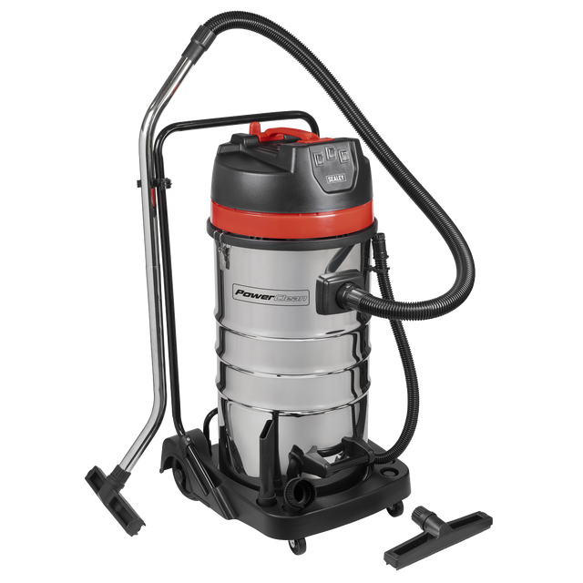 Sealey PC4100 100L Vacuum Cleaner Wet & Dry with Stainless Steel Drum 3000W/230V