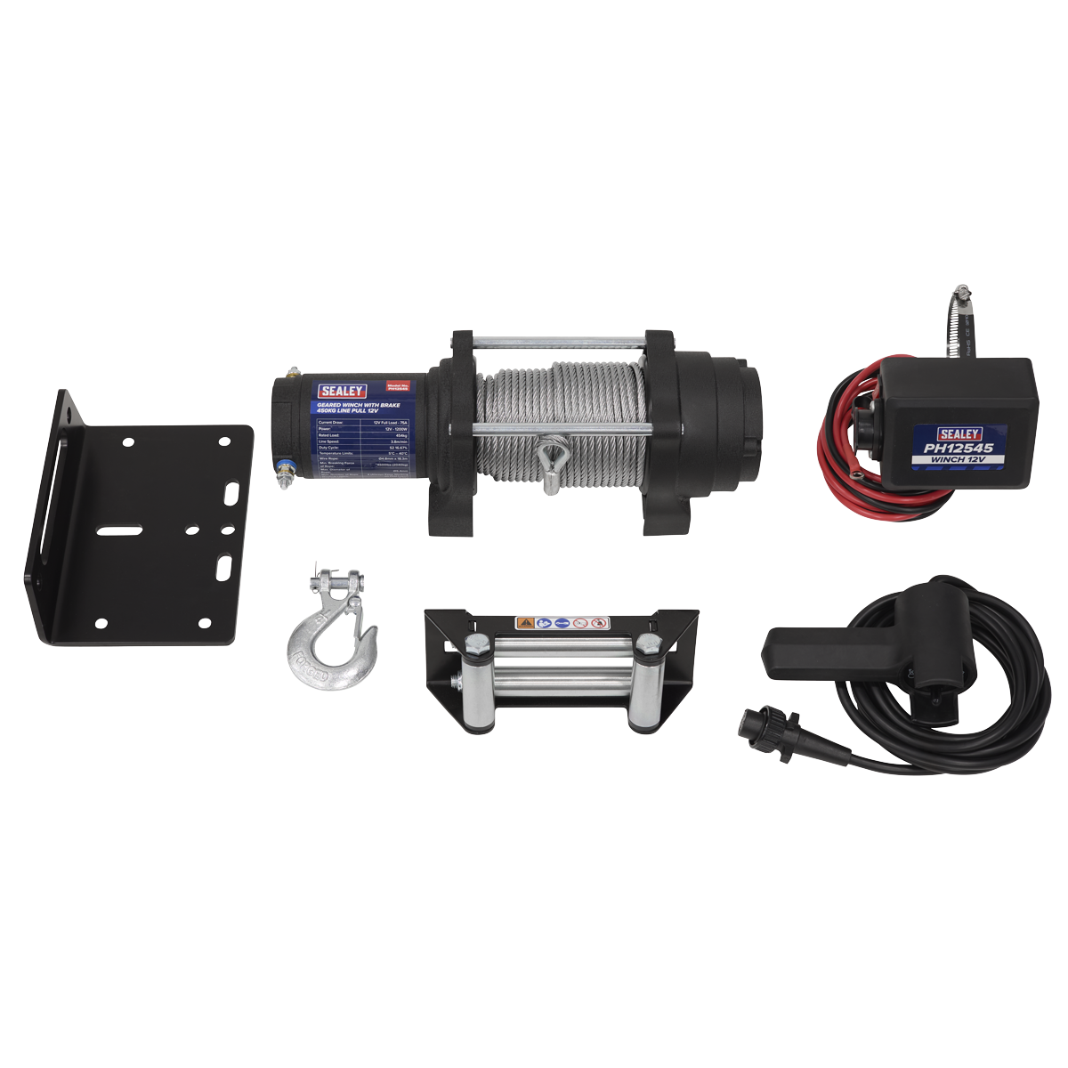 Sealey PH12545 Geared Winch with Brake 450kg Line Pull 12V - additional view 2