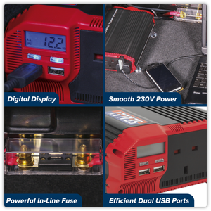 Sealey PI1100 Modified Sine Wave Power Inverter 1100W 12V - additional view 4