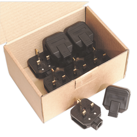 Sealey PL/13/3 13A Heavy-Duty Rewirable Plug - Black - Pack of 10