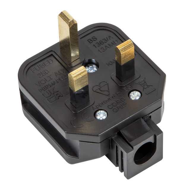 Sealey PL/13/3S 13A Heavy-Duty Rewirable Plug - Black