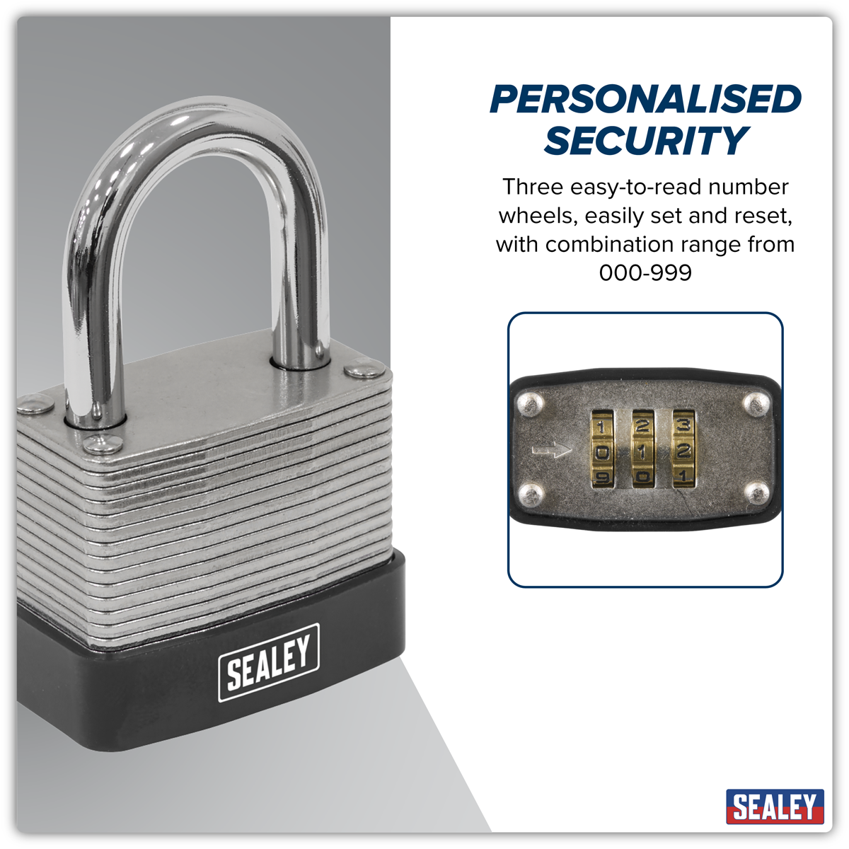 Sealey PL301C Steel Body Combination Padlock 40mm - additional view 6