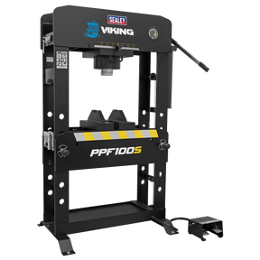 Sealey PPF100S Viking Floor Type Air/Hydraulic Press with Sliding Ram & Foot Pedal 100 Tonne