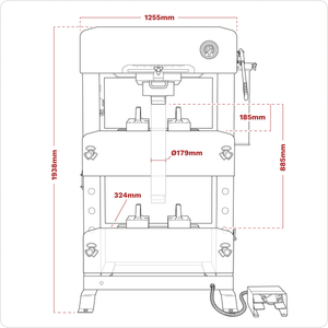 Sealey PPF100S Viking Floor Type Air/Hydraulic Press with Sliding Ram & Foot Pedal 100 Tonne - additional view 16