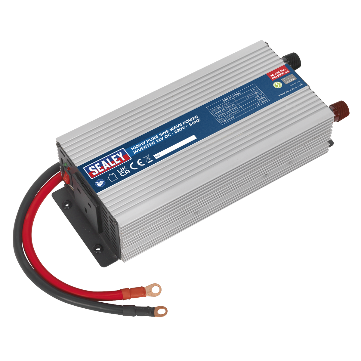 Sealey PSI1000 Pure Sine Wave Power Inverter 1000W 12V