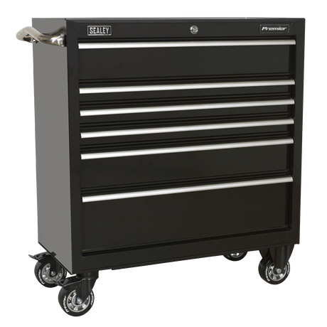 Sealey PTB93006 Premier™ Heavy-Duty Rollcab 930mm 6 Drawer - Black