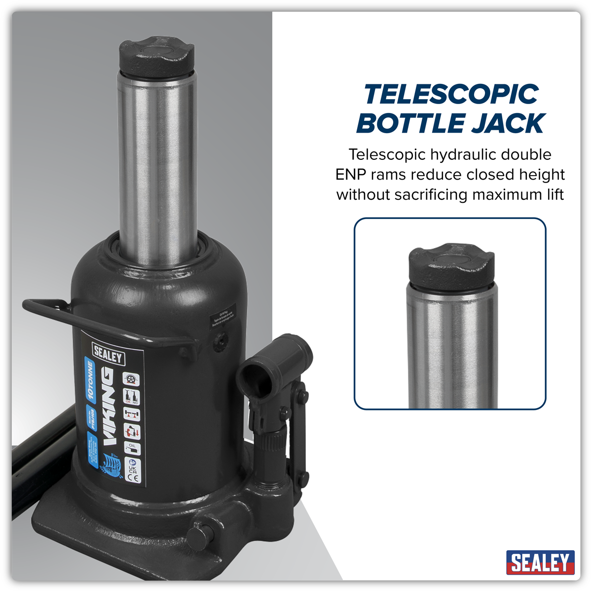 Sealey PTBJ10S Viking Telescopic Bottle Jack 10 Tonne - additional view 2