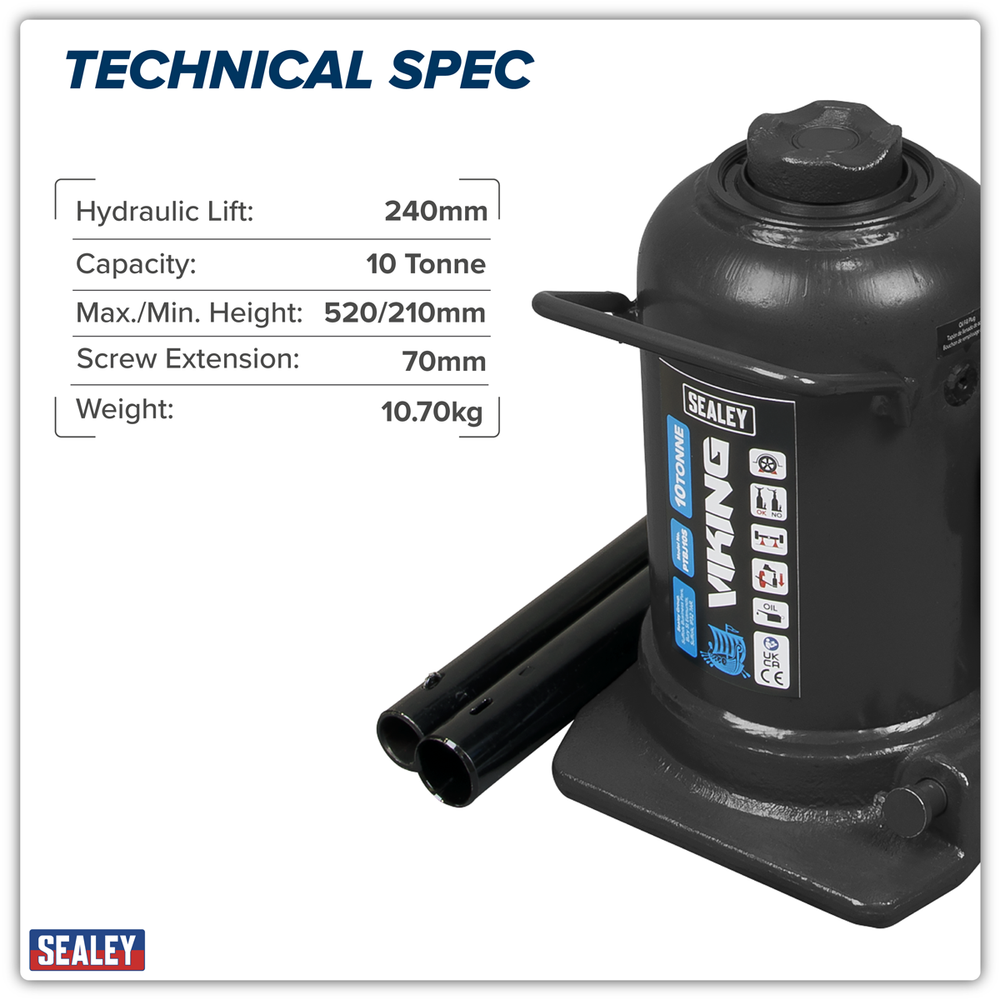 Sealey PTBJ10S Viking Telescopic Bottle Jack 10 Tonne - additional view 3