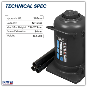 Sealey PTBJ12S Viking Telescopic Bottle Jack 12 Tonne - additional view 6