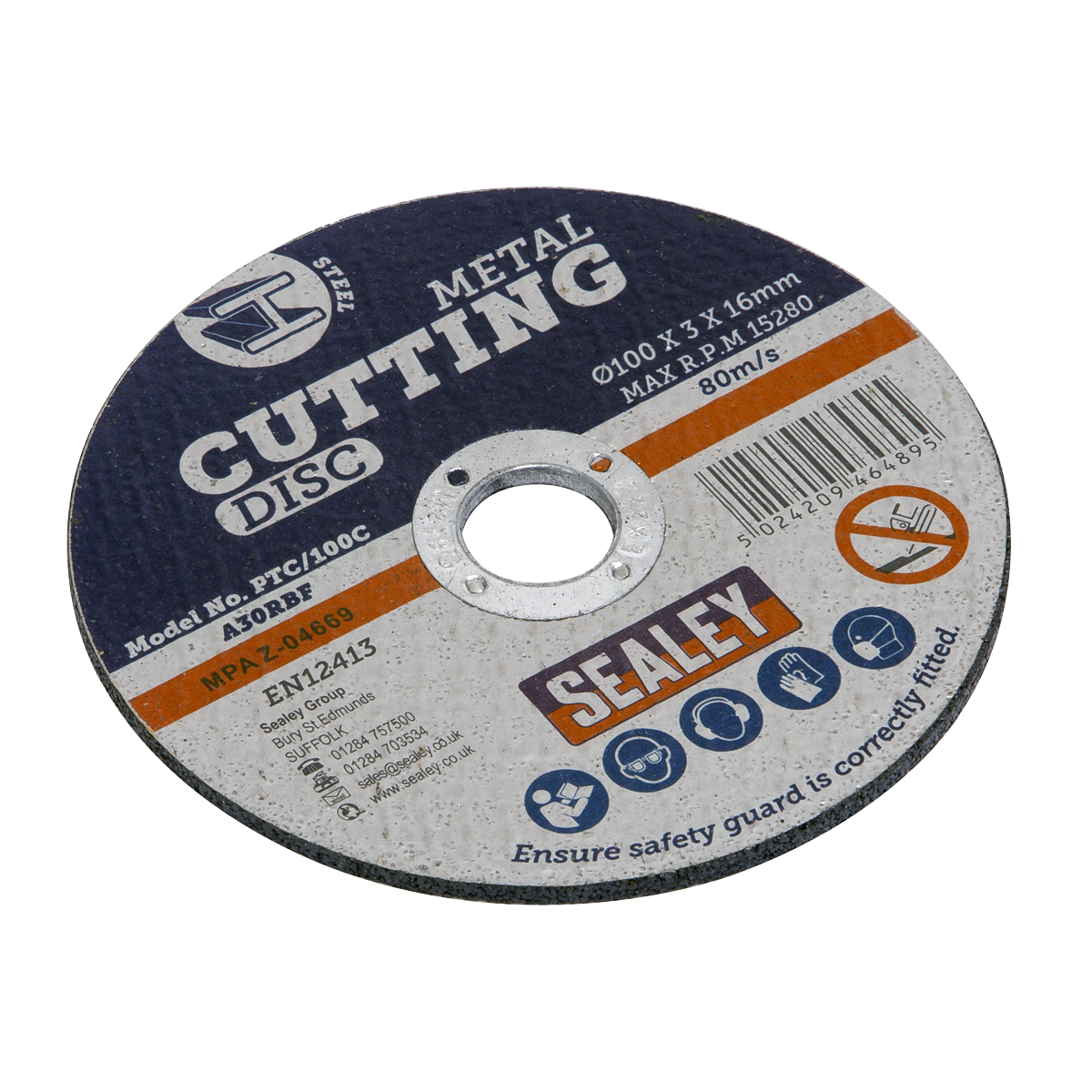 Sealey PTC/100C50 100 x 3mm Cutting Disc 16mm Bore - Pack of 50 - additional view 2