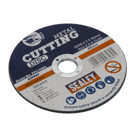 Sealey PTC/100C50 100 x 3mm Cutting Disc 16mm Bore - Pack of 50 - additional view 2