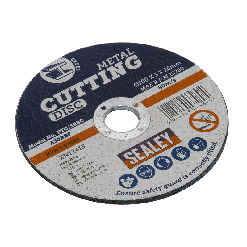 Sealey PTC/100C50 100 x 3mm Cutting Disc 16mm Bore - Pack of 50 - additional view 2