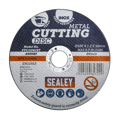 Sealey PTC/100CET 100 x 1.2mm Cutting Disc 16mm Bore - additional view 2