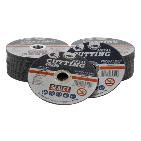 Sealey PTC/100CT50 100 x 1.6mm Cutting Disc 16mm Bore - Pack of 50