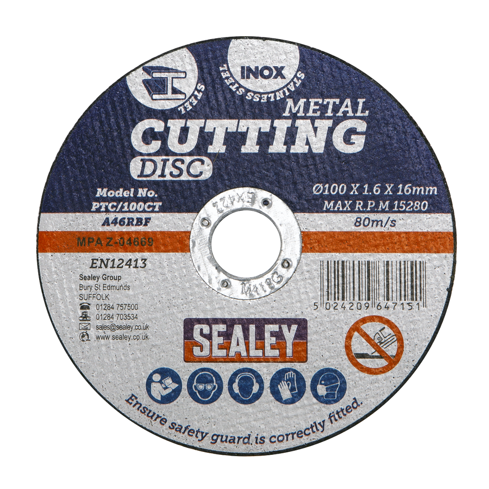 Sealey PTC/100CT50 100 x 1.6mm Cutting Disc 16mm Bore - Pack of 50 - additional view 6