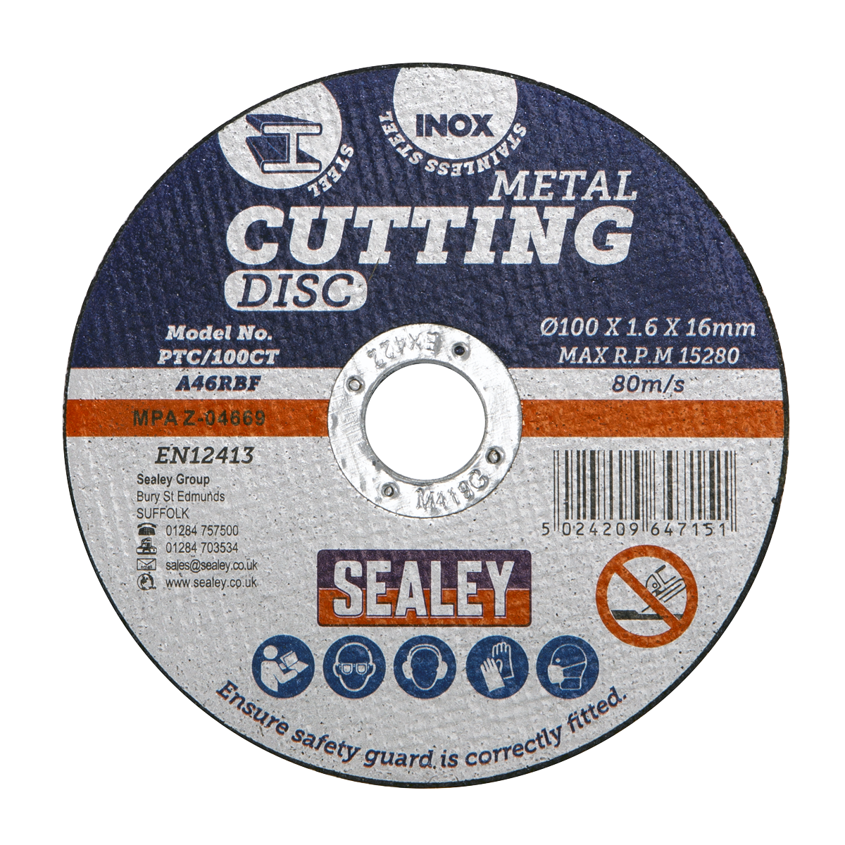 Sealey PTC/100CT50 100 x 1.6mm Cutting Disc 16mm Bore - Pack of 50 - additional view 6