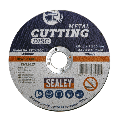 Sealey PTC/100C 100 x 3mm Cutting Disc 16mm Bore - additional view 2