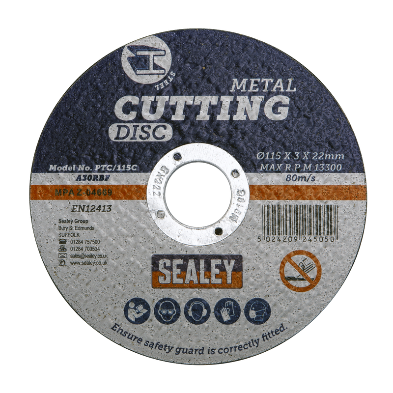 Sealey PTC/115C50 115 x 3mm Cutting Disc 22mm Bore - Pack of 50 - additional view 3