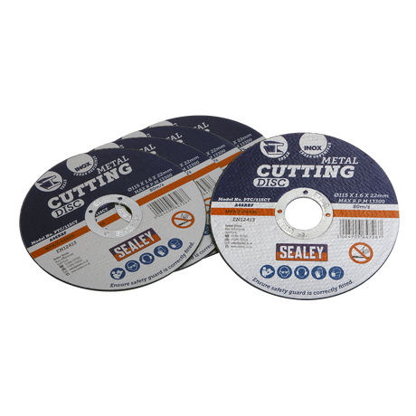 Sealey PTC/115CT5 115 x 1.6mm Cutting Disc 22mm Bore - Pack of 5 - additional view 2