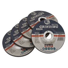 Sealey PTC/115G5 115 x 6mm Grinding Disc 22mm Bore - Pack of 5