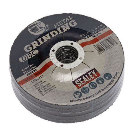 Sealey PTC/115G5 115 x 6mm Grinding Disc 22mm Bore - Pack of 5 - additional view 2