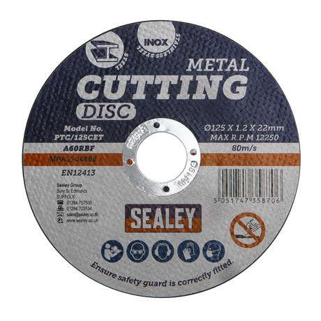 Sealey PTC/125CET 125 x 1.2mm Cutting Disc 22mm Bore - additional view 2