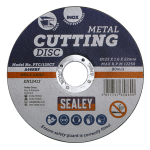 Sealey PTC/125CT 125 x 1.6mm Cutting Disc 22mm Bore - additional view 2