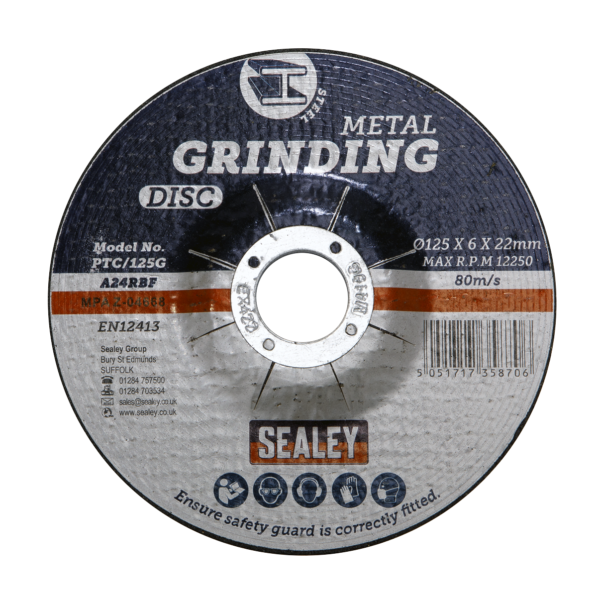 Sealey PTC/125G 125 x 6mm Grinding Disc 22mm Bore - additional view 2
