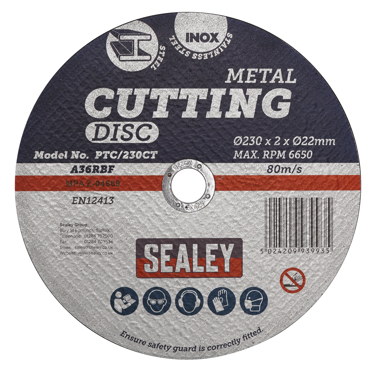Sealey PTC/230CT 230 x 2mm Cutting Disc 22mm Bore - additional view 2