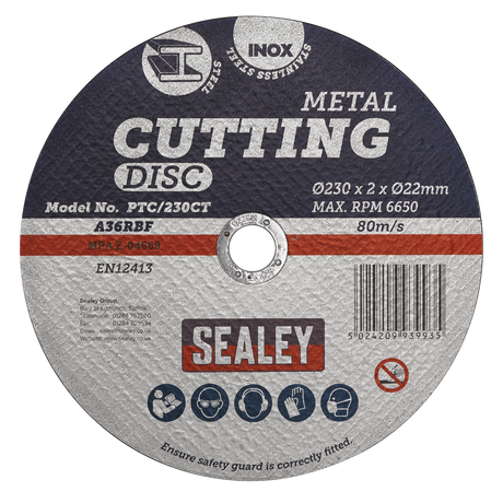 Sealey PTC/230CT 230 x 2mm Cutting Disc 22mm Bore - additional view 2