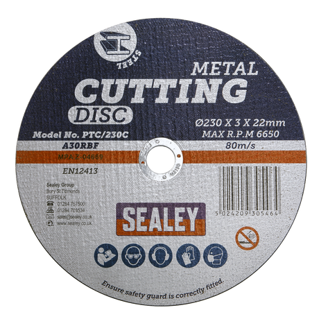 Sealey PTC/230C 230 x 3mm Cutting Disc 22mm Bore - additional view 2