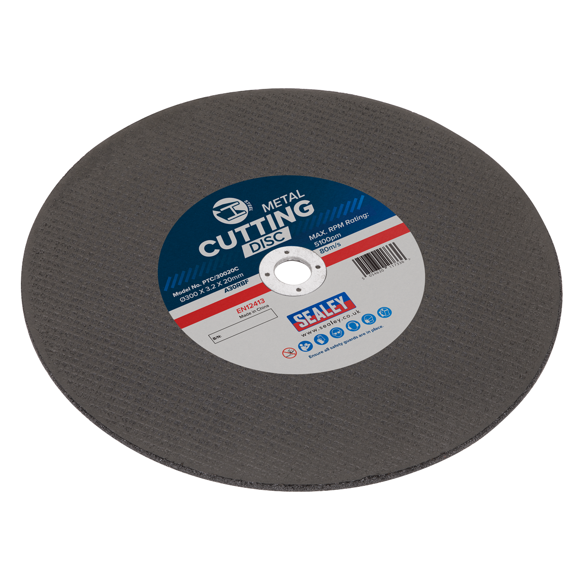 Sealey PTC/30020C 300 x 3.2mm Flat Metal Cutting Disc 20mm Bore
