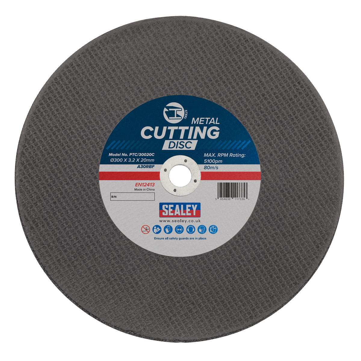 Sealey PTC/30020C 300 x 3.2mm Flat Metal Cutting Disc 20mm Bore - additional view 2