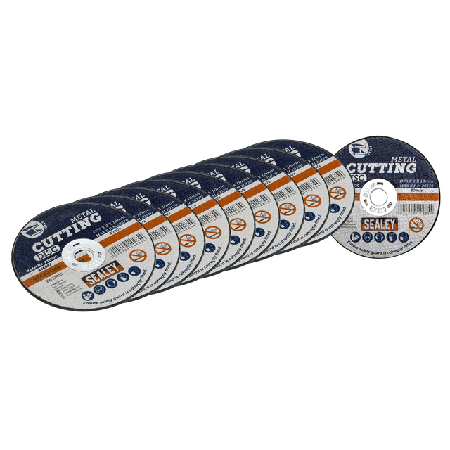 Sealey PTC/3C10 75 x 2mm Cutting Disc 10mm Bore - Pack of 10
