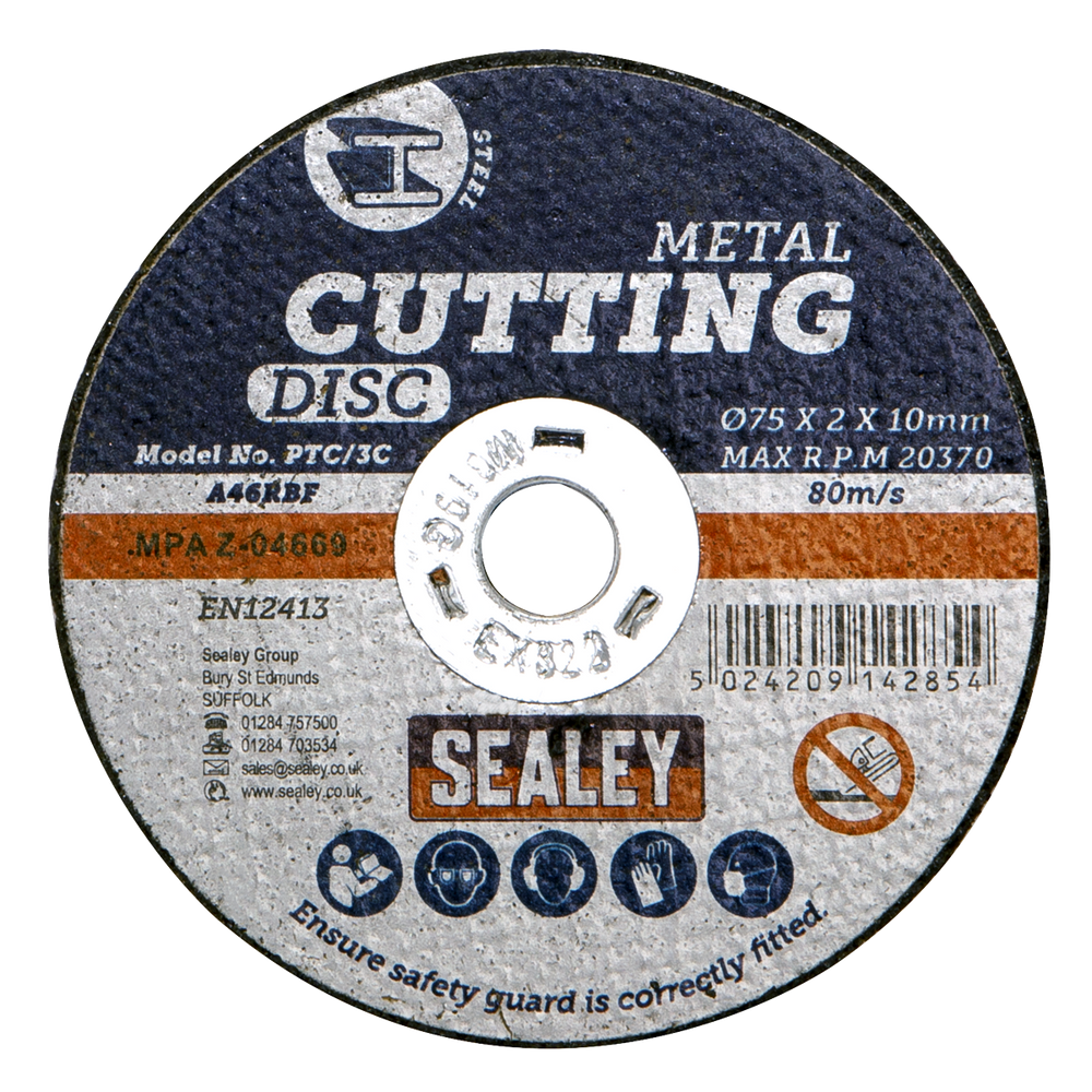 Sealey PTC/3C10 75 x 2mm Cutting Disc 10mm Bore - Pack of 10 - additional view 2