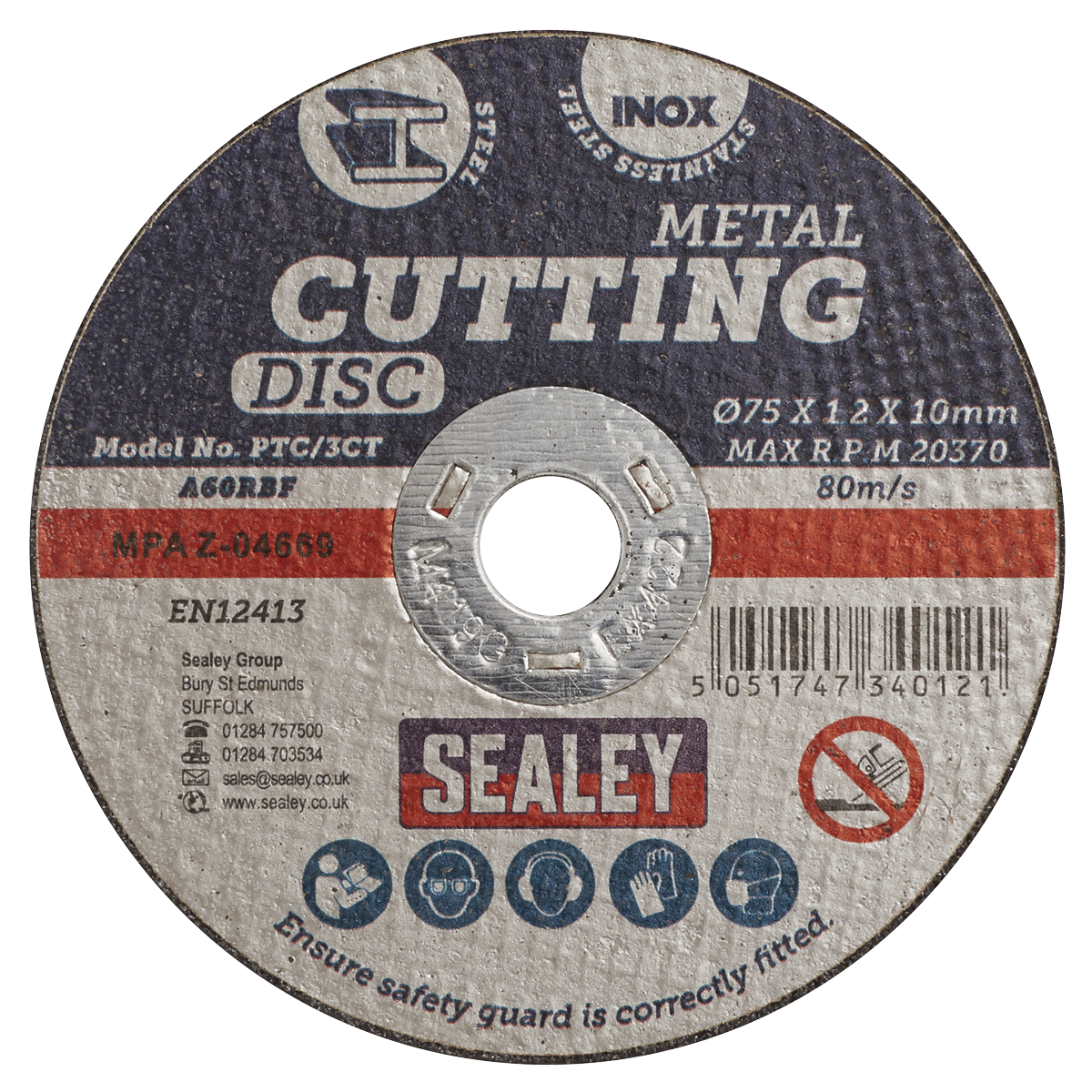 Sealey PTC/3CT100 75 x 1.2mm Cutting Disc 10mm Bore - Pack of 100 - additional view 8
