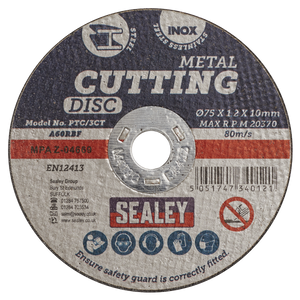 Sealey PTC/3CT100 75 x 1.2mm Cutting Disc 10mm Bore - Pack of 100 - additional view 8