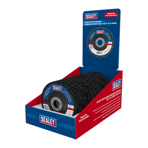 Sealey PTC/CW115DB 115 x 13mm Black Polycarbide Abrasive Strip Disc 22mm Bore - Display Box of 10