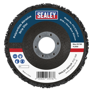 Sealey PTC/CW115DB 115 x 13mm Black Polycarbide Abrasive Strip Disc 22mm Bore - Display Box of 10 - additional view 7