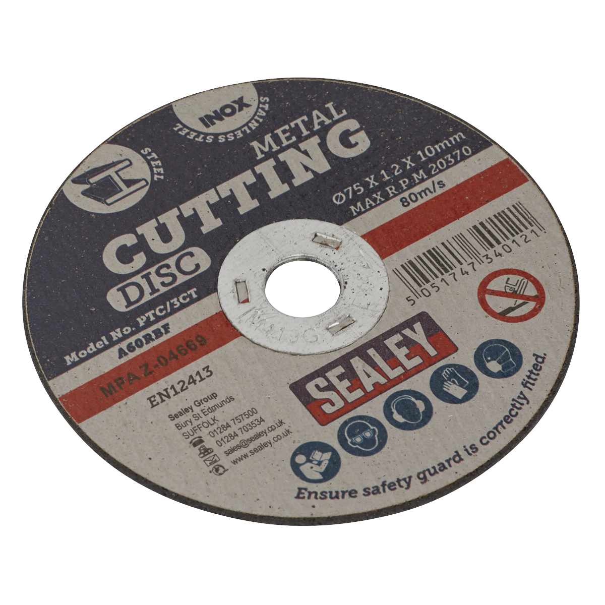Sealey PTC/3CT100 75 x 1.2mm Cutting Disc 10mm Bore - Pack of 100 - additional view 7