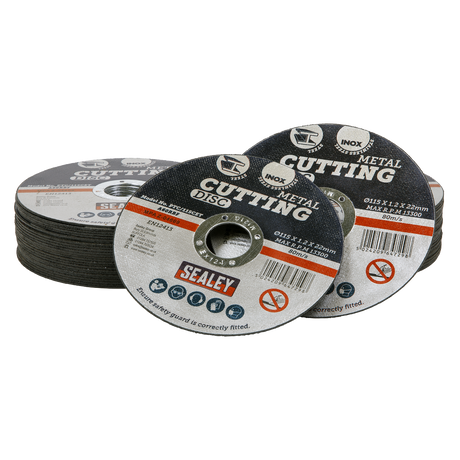 Sealey PTC115CET50 115 x 1.2mm Cutting Disc 22mm Bore - Pack of 50
