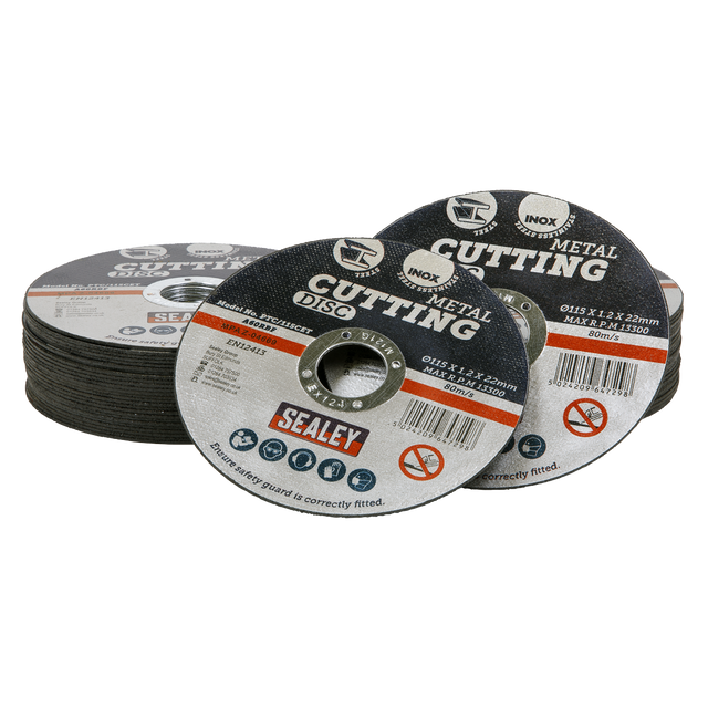 Sealey PTC115CET50 115 x 1.2mm Cutting Disc 22mm Bore - Pack of 50