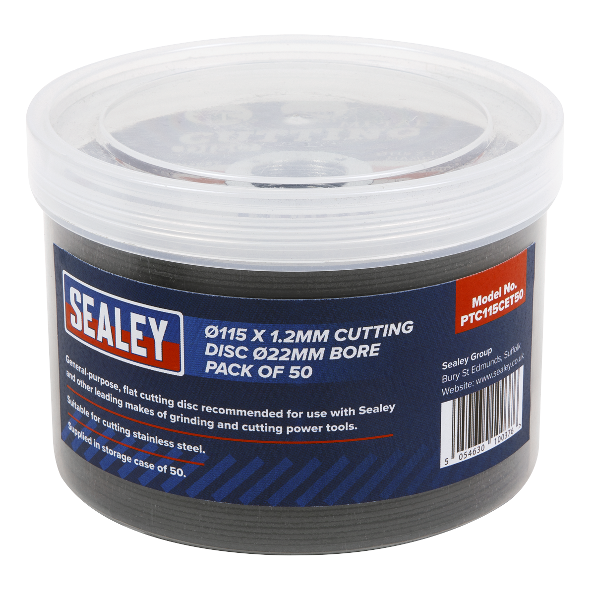 Sealey PTC115CET50 115 x 1.2mm Cutting Disc 22mm Bore - Pack of 50 - additional view 2