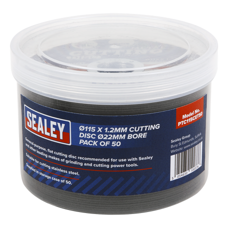 Sealey PTC115CET50 115 x 1.2mm Cutting Disc 22mm Bore - Pack of 50 - additional view 2