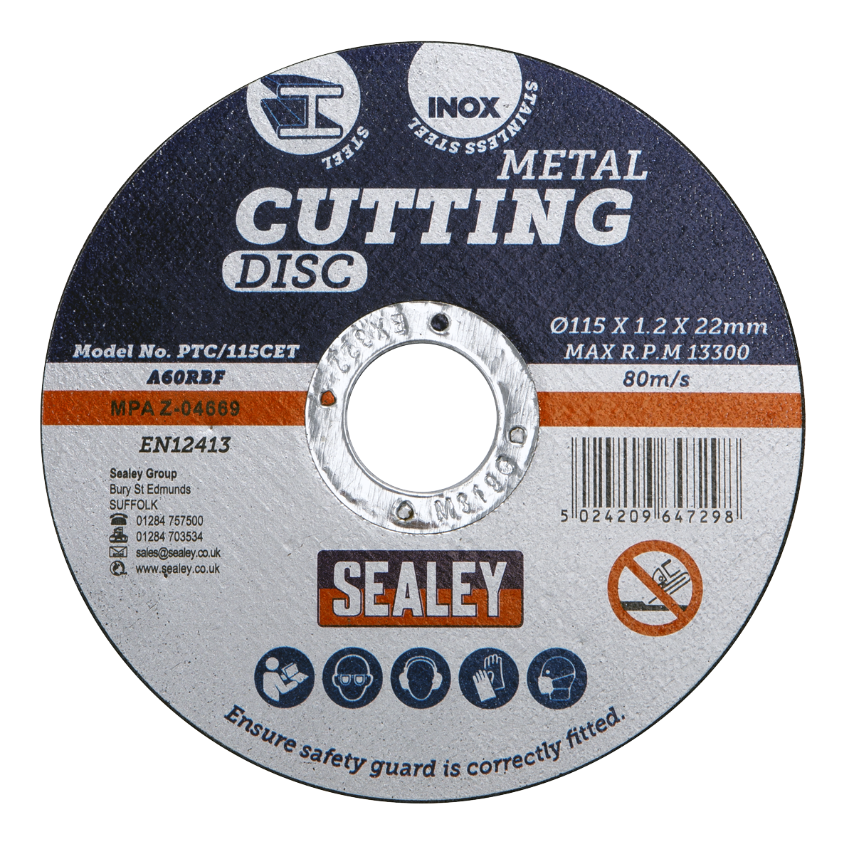 Sealey PTC115CET50 115 x 1.2mm Cutting Disc 22mm Bore - Pack of 50 - additional view 3