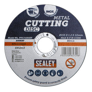 Sealey PTC115CET50 115 x 1.2mm Cutting Disc 22mm Bore - Pack of 50 - additional view 3